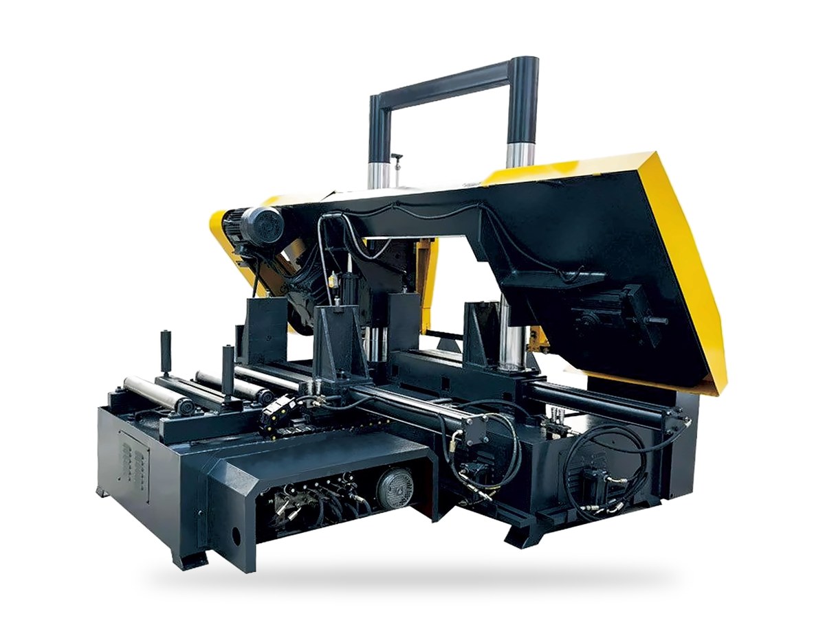 PCL CNC automatic band saw with shuttle feeding vise and roller infeed
