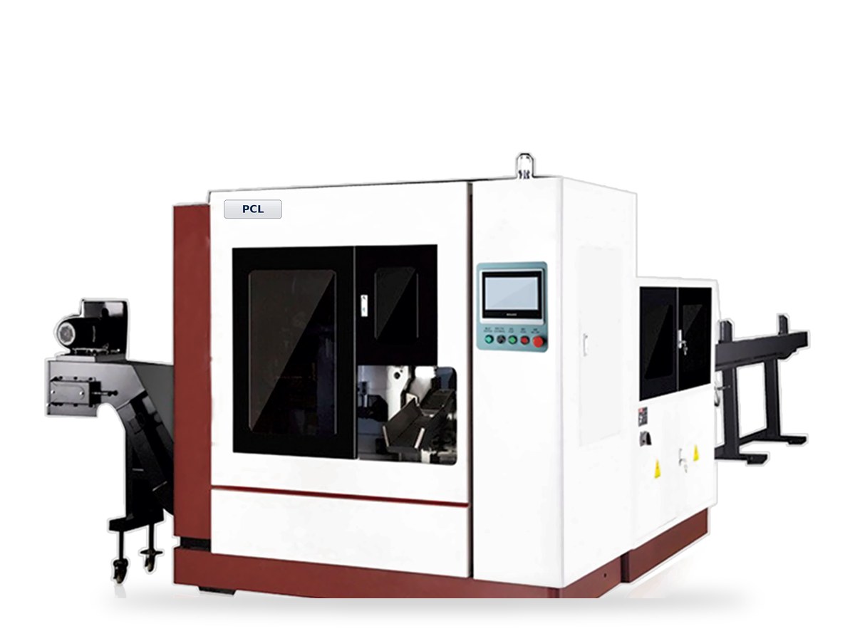 PCL CS series CNC circular cold saw with enclosed cutting area and chip conveyor